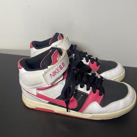 Nike 6.0 Air Mogan Mid Pink + White High Tops Kids 6Y Women’s 7.5 - 442446-100