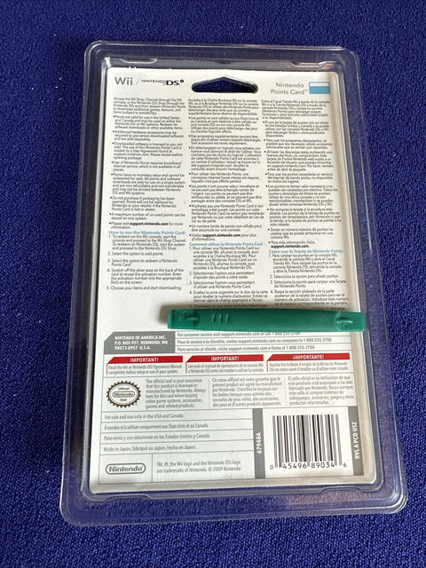 NEW! Nintendo 2000 Points Card - Nintendo Wii / DSi - Factory Sealed Collectible