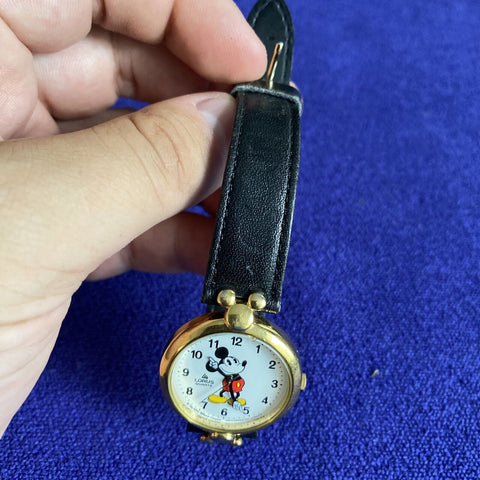 Vintage Disney Lorus Mickey Mouse Unisex Watch w/ Leather Band - Needs Battery