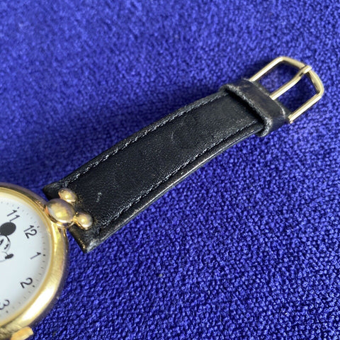 Vintage Disney Lorus Mickey Mouse Unisex Watch w/ Leather Band - Needs Battery