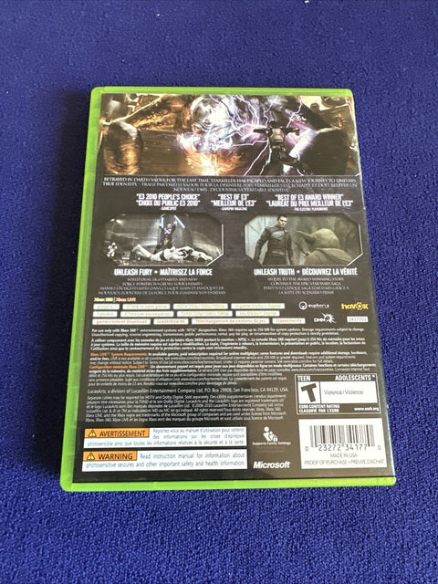 Star Wars Force Unleashed 1 + 2 II Lot (Microsoft Xbox 360) Both Complete Tested