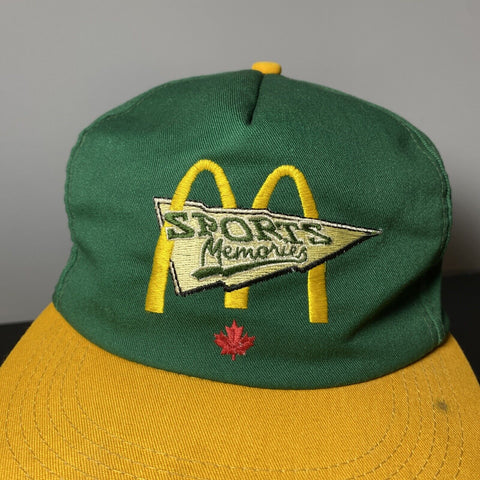 Vintage McDonalds Sports Memories Snapback Hat - VTG Canada Green & Yellow