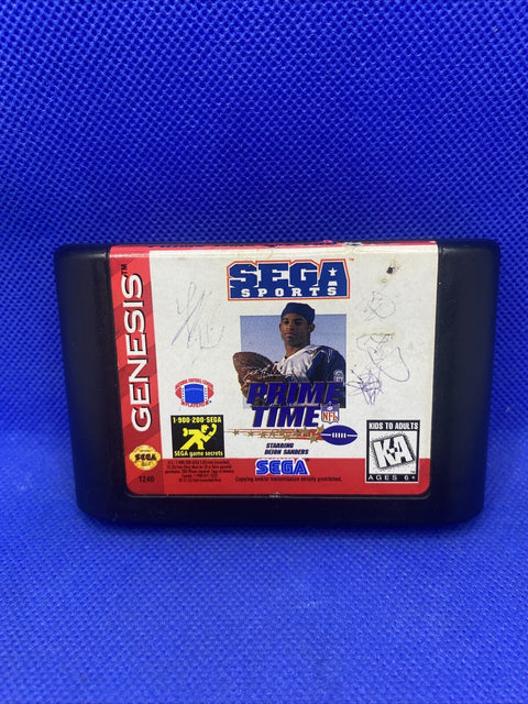 Prime Time NFL Starring Deion Sanders (Sega Genesis) Authentic - Damaged Label