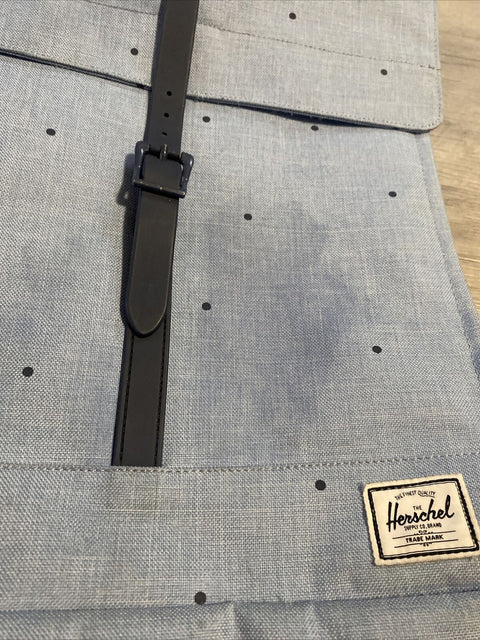 Hershel Baby Blue Square Backpack Red Stripe Interior Magnet Close Adj Straps