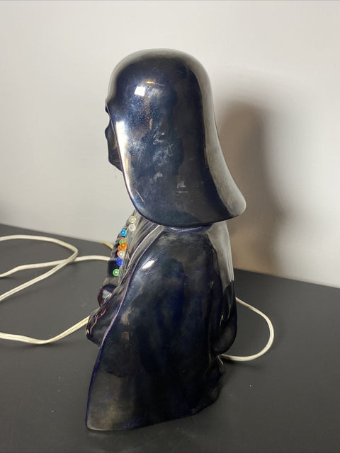 Vintage 1979 Darth Vader Star Wars Black Glazed Ceramic TV Accent Lamp - Working
