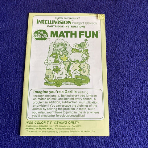 Intellivision The Electric Company Math Fun - Mattel CIB Complete w/ Overlays