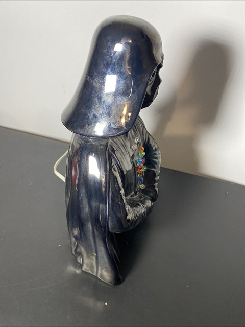Vintage 1979 Darth Vader Star Wars Black Glazed Ceramic TV Accent Lamp - Working