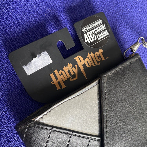 NEW! Harry Potter Deathly Hallows Faux Leather Purse Wallet + Chain Button Close
