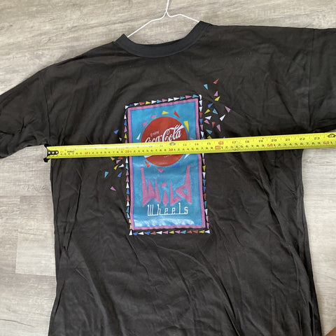 Vintage Coca-Cola Classic Wild Wheels Black Promo T-Shit - One Size Retro 90s