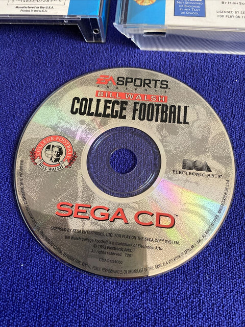 Bill Walsh College Football (Sega CD, 1993) Complete Tested - Case Damage