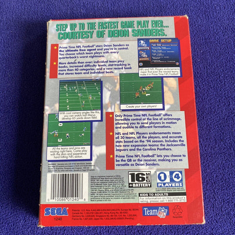 Prime Time NFL Starring Deion Sanders (Sega Genesis) Cardboard Complete Tested!