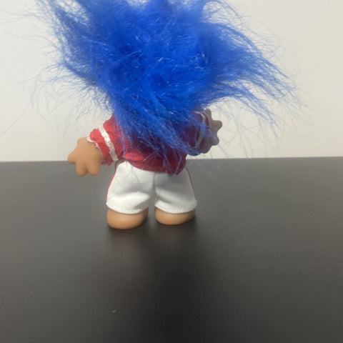 The Original Good Luck Troll Play Along Toys, Blue Hair Red Football Outfit 2005