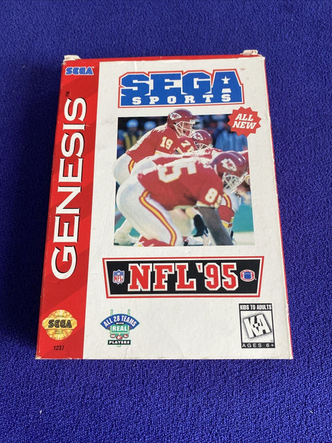 NFL '95 (Sega Genesis, 1994) Cardboard - No Manual - Tested!