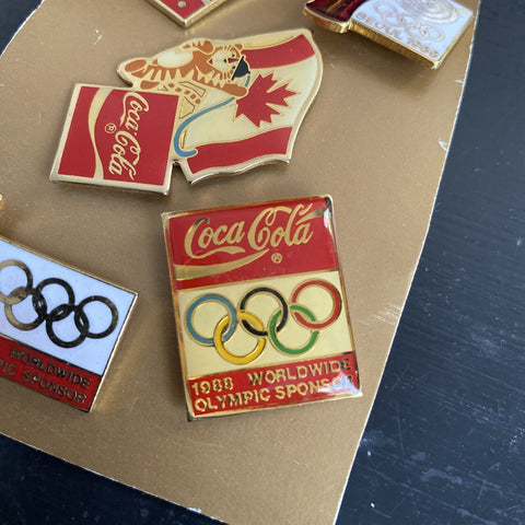 Lot of 5 Vintage 1988 Seoul Korea Olympic Coca-Cola Pins - Tiger Vtg Coke