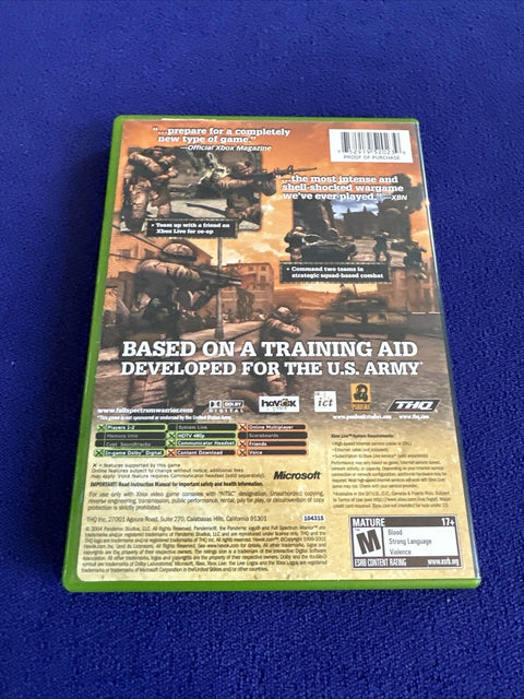 Full Spectrum Warrior + Ten Hammers Lot (Microsoft Original Xbox) Complete