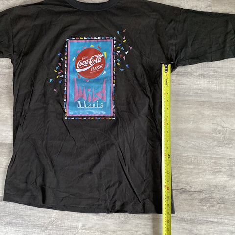 Vintage Coca-Cola Classic Wild Wheels Black Promo T-Shit - One Size Retro 90s