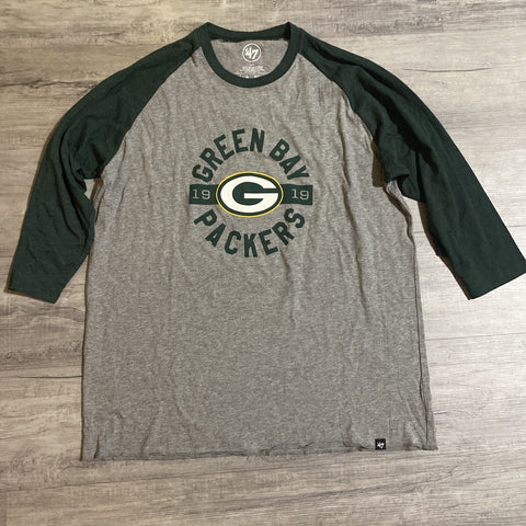 Brand ‘47 NFL Green Bay Packers Men’s Long 3/4 Sleeve Size L Large
