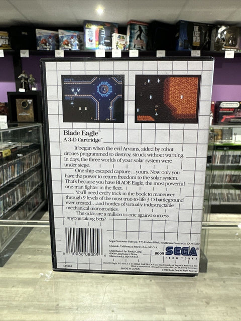 Blade Eagle 3-D (Sega Master System, 1988) SMS CIB Complete - Tested!