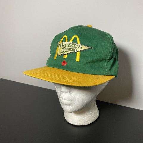 Vintage McDonalds Sports Memories Snapback Hat - VTG Canada Green & Yellow