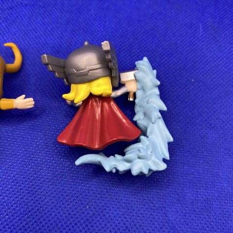 Lot Of 2 Marvel Mini Figures - Thor w/ Ice Hammer And Loki - 2” Inch Figures