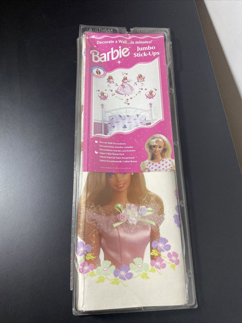 Lot Of 2 Vintage Barbie Jumbo Stick-Ups Wall Decorations - Removable 1997 Mattel