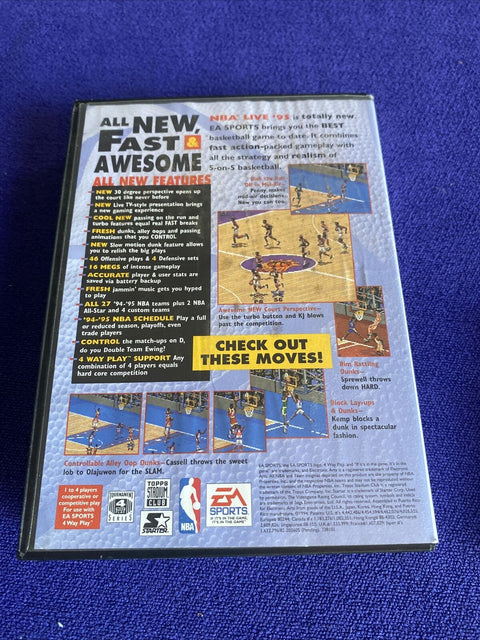 NBA Live 95 (Sega Genesis, 1994) CIB 100% Complete + Clean - Tested!