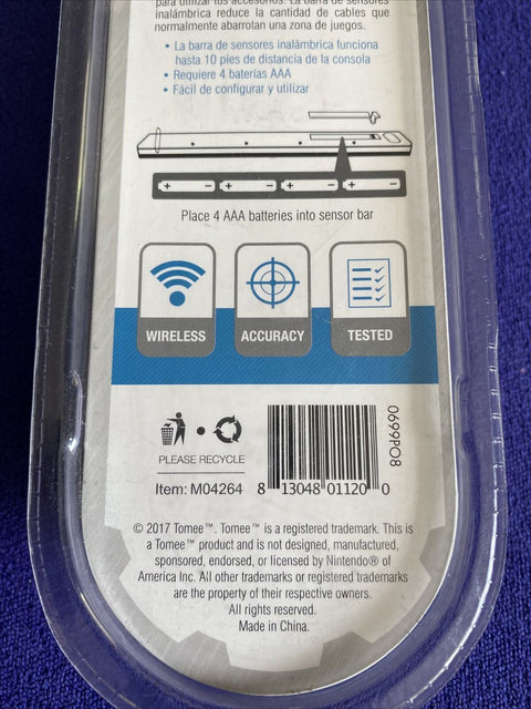 NEW! Tomee Wireless Controller Sensor Bar For Nintendo Wii / Wii U - Sealed!