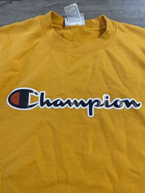 Champion Sweater Womens Medium Yellow Ladies Pullover Crewneck - Size M