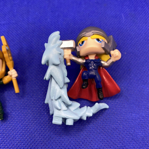 Lot Of 2 Marvel Mini Figures - Thor w/ Ice Hammer And Loki - 2” Inch Figures