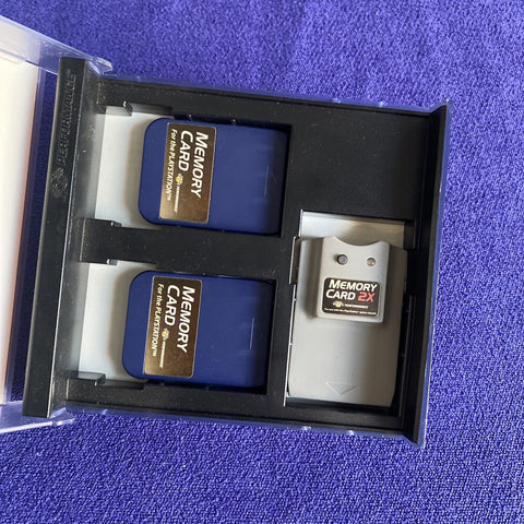PlayStation 1 PS1 Performance 3 Memory Card Lot + 2X - CIB Complete