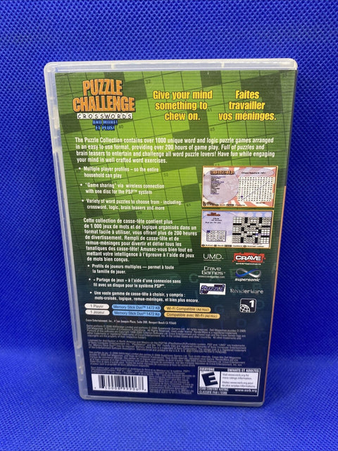Puzzle Challenge: Crosswords and More (Sony PSP, 2006) CIB Complete, Tested!