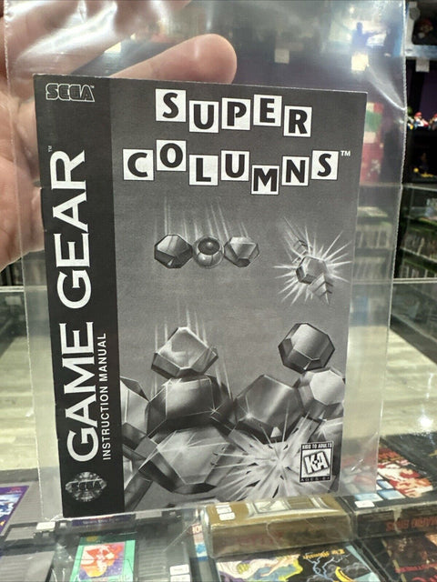 *Manual Only* Super Columns Sega Game Gear - Instruction Booklet