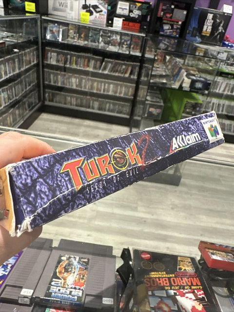 Turok 2: Seeds of Evil (Nintendo 64, 1998) N64 Grey Cartridge CIB Complete!