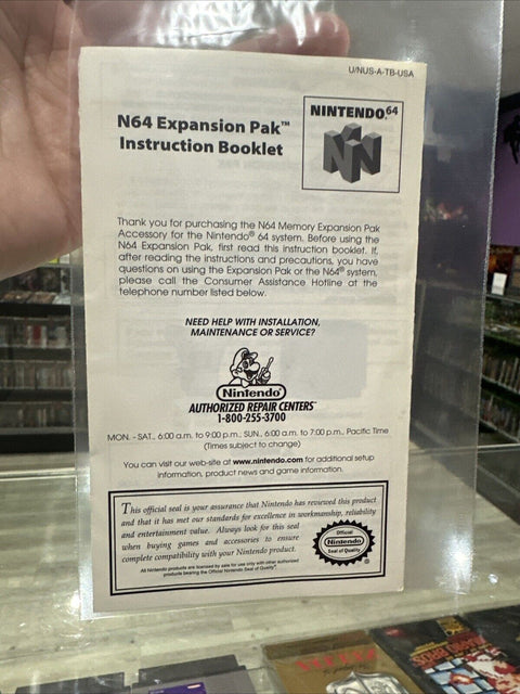 *Manual Only* N64 Expansion Pak Instruction Booklet