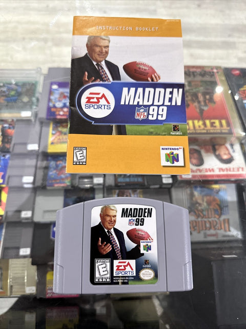 Madden NFL 99 (Nintendo 64, 1998) N64 w/ Instruction Manual Booklet - Tested!