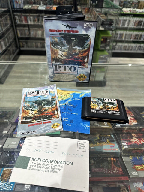 P.T.O. (Sega Genesis, 1993) CIB Complete w/ Map + Reg Card - Tested!