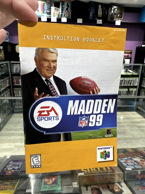 Madden NFL 99 (Nintendo 64, 1998) N64 w/ Instruction Manual Booklet - Tested!