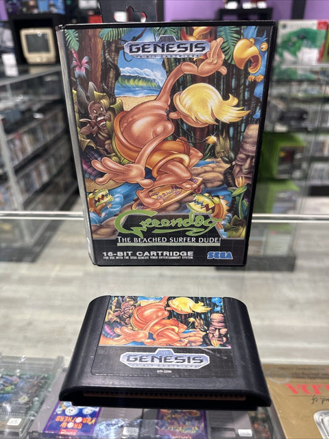 Greendog: The Beached Surfer Dude (Sega Genesis, 1992) Game Cart & Case Tested