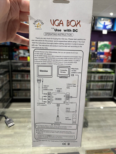Sega Dreamcast VGA/Composite RCA/S-Video Box Adaptor  BINARY STAR TESTED