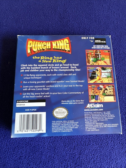 Punch King (Nintendo Game Boy Advance, 2002) GBA CIB Complete In Box - Tested!