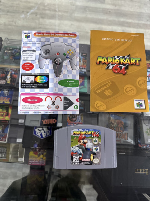 Mario Kart 64 (Nintendo 64, 1997) N64 w/ Instruction Booklet + Operation Card