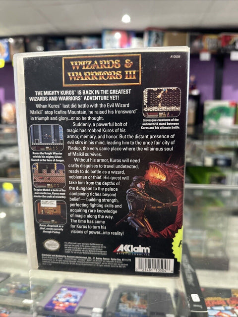 Wizards & Warriors III: Kuros: Visions of Power (Nintendo NES) In Rental Case