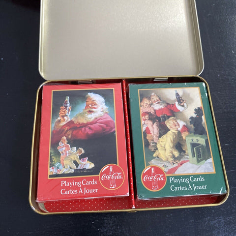 Coca-Cola Christmas Santa Nostalgia Playing Cards w Tin 1996 Limited Edition NEW