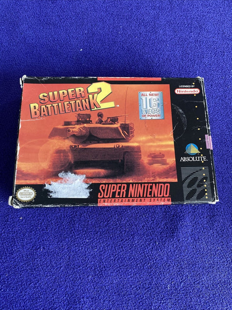 Super Battletank 2 (Super Nintendo, SNES) w/ Box, Manual + Protector - Tested!