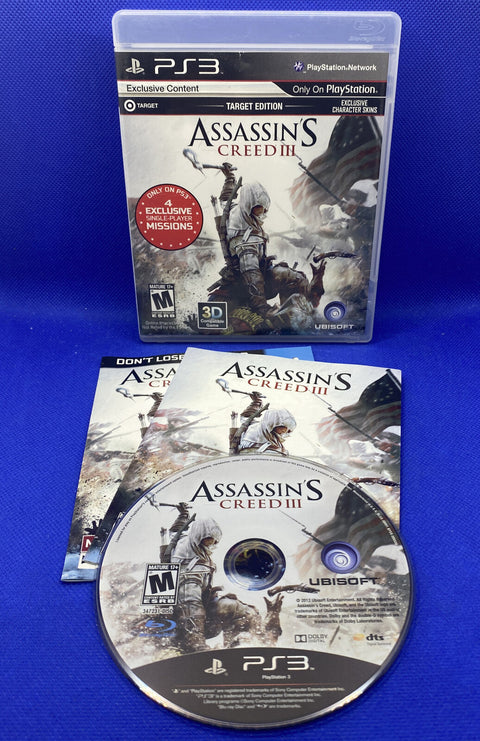 Assassin's Creed III Target Edition (Sony PlayStation 3, 2012) PS3 CIB Complete!