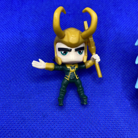 Lot Of 2 Marvel Mini Figures - Thor w/ Ice Hammer And Loki - 2” Inch Figures