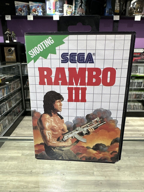 Rambo III 3 - Sega Master System SMS CIB Complete *Cart Damage* Tested!