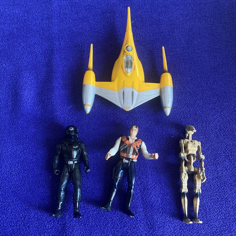 Lot of 4 Vintage Star Wars Figures 1996 1998 LFL Kenner - Druid, Action Fleet