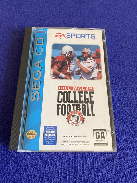 Bill Walsh College Football (Sega CD, 1993) Complete Tested - Case Damage