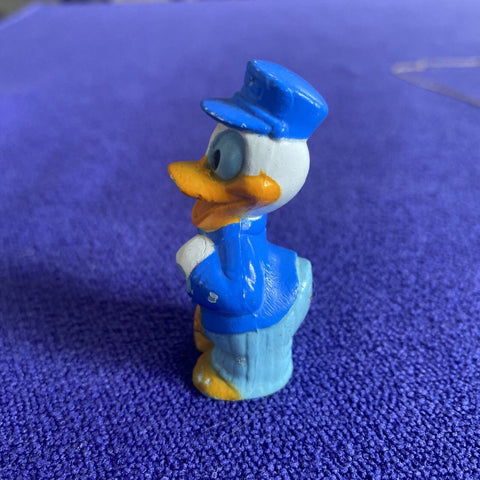 Disney Donald Duck Train Conductor Holding Pocket Watch 2” Tall PVC Toy Figure